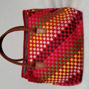 Fashion woven multicolor tote bag